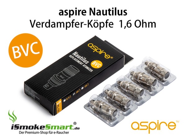 aspire Nautilus / Mini BVC Ersatz-Verdampfer 1,6 Ohm (5 Stück)
