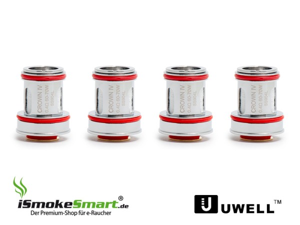 UWELL CROWN 4 Ersatz-Verdampfer aus Edelstahl • 0,4 Ohm • 4 Stück